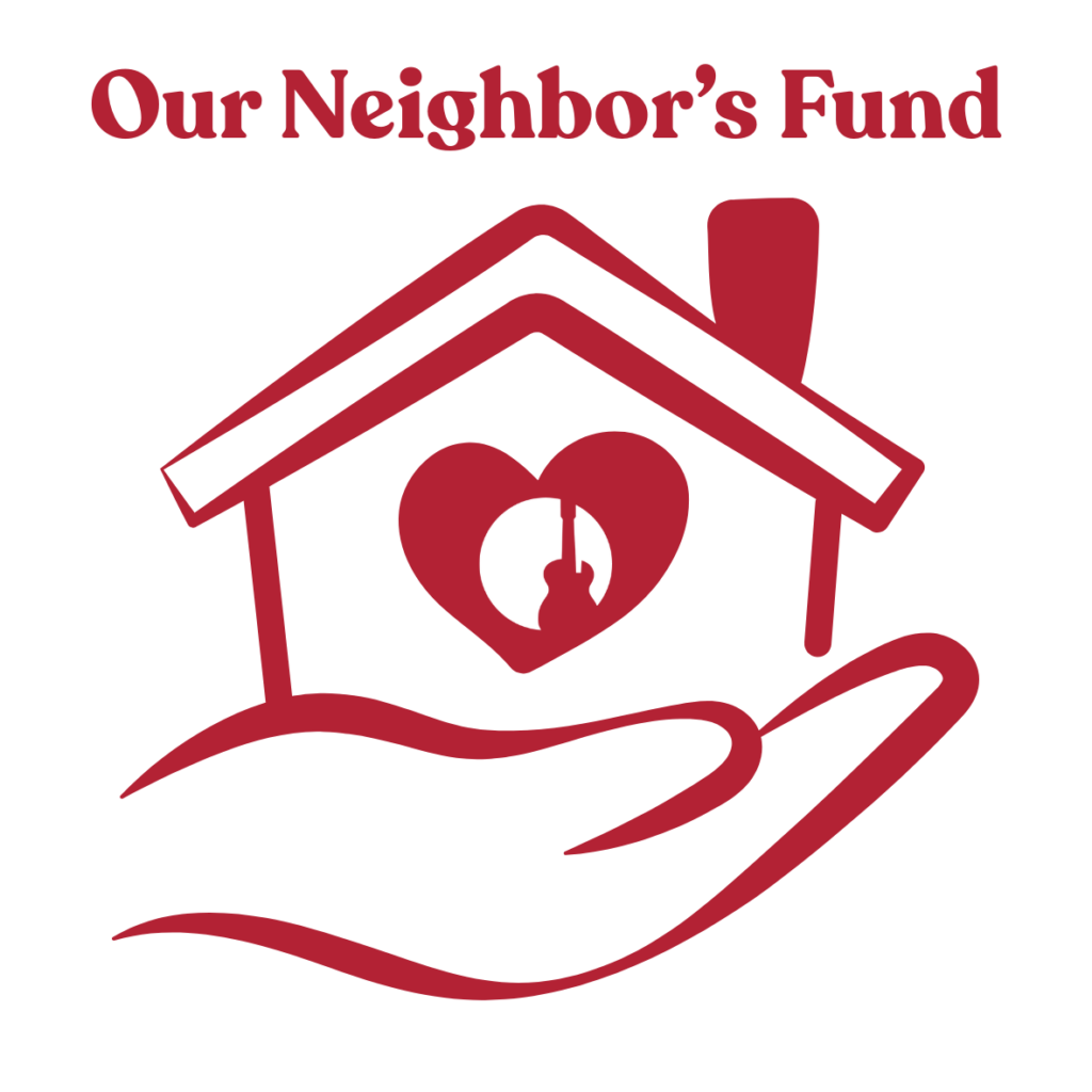 hand holding house with heart and Looking Out Foundation logo